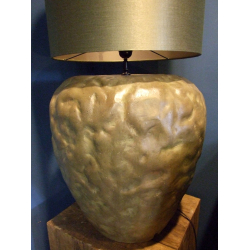 Lampa ceramiczna oliwkowa z abażurem 92cm